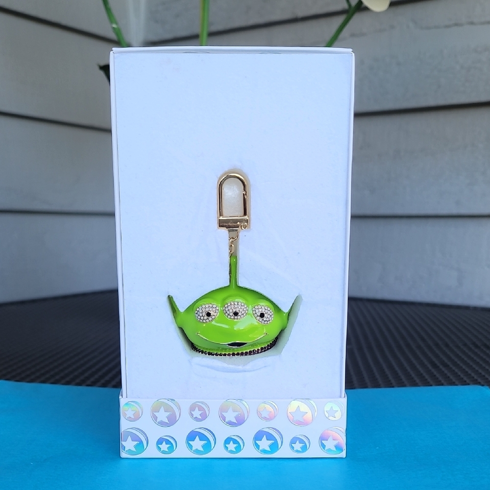 PIXAR xBauble Bar Green Alien Purse Charm Or Keychain with Gold Clip